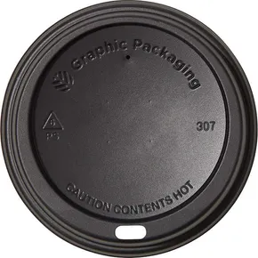 Choice Black Hot Paper Cup Travel Lid with Hinged Tab for 10-24 oz.  Standard Cups and 8 oz. Squat Cups - - 100/Pack