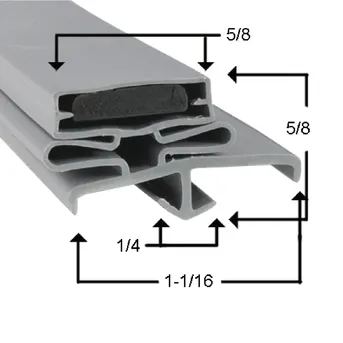 21 1/2 in x 26 1/2 in 4 Sided Gray PVC Gasket Replaces Traulsen 341-43069-00