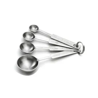 Tablecraft 722 4 Piece Stainless Steel Measuring Spoon Set, Heavyweight