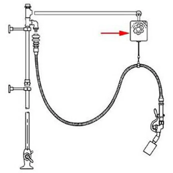 T S Brass Pre Rinse T Hose Balance With Hose Clamps