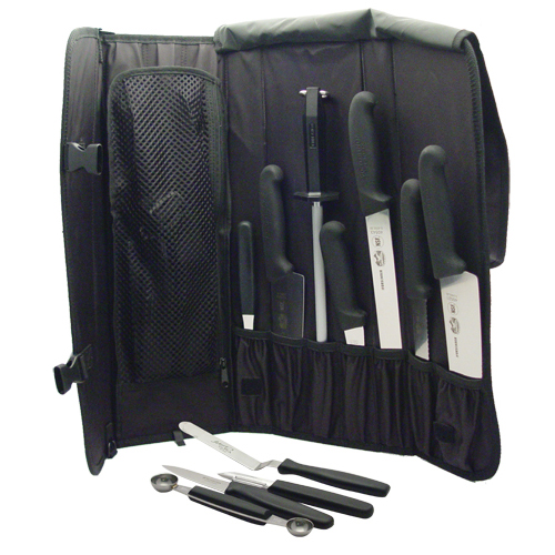 Victorinox 7-Piece Fibrox Handle Cutlery Set with Black Canvas Knife Roll